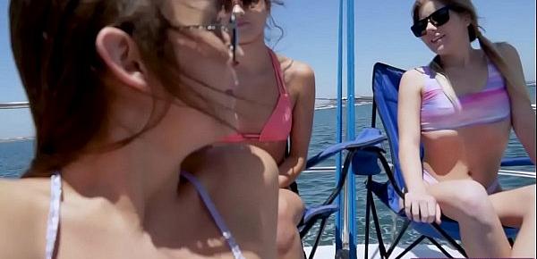  Three besties get fucked by boat captain